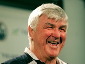 Pat Quinn speaks to the media after a practice at Rexall Place on January 10, 2010.