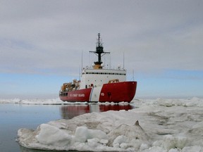 This July 3, 2013 US Coast Guard photo shows the Coast Guard Cutter Polar Star, completing ice drills in the Arctic. 

AFP PHOTO / HO / US COAST GUARD