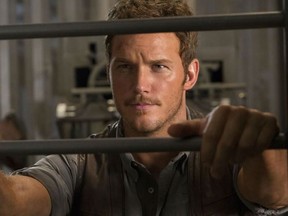 Chris Pratt as a serious action star in the new trailer for "Jurassic World." (Handout)