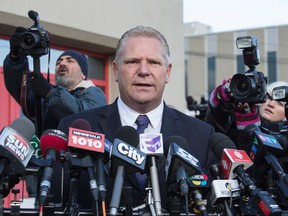 Doug Ford announces he will not be running for the leadership of the Ontario PC party outside the family business Deco Labels Thursday, Nov. 27, 2014. (CRAIG ROBERTSON/Toronto Sun)
