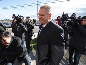 Doug Ford holds a press conference announcing he will not be running for the leadership of the Ontario PC party in Toronto on Thursday November 27, 2014. (Craig Robertson/Toronto Sun)
