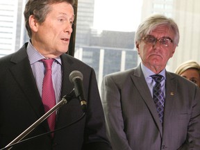 Mayor-elect John Tory with city manager Joe Pennachetti updates the state of the city on Thursday, Nov. 27, 2014. (Veronica Henri/Toronto Sun)