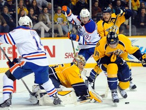 Pekka Rinne faced 37 shots from the Oilers Thursday in Nashville. (USA TODAY SPORTS)