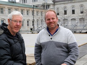 John Munro, left, and Todd Bickerton are co-organizers of the fundraising group 100 Men who Care. (Ian MacAlpine/The Whig-Standard)