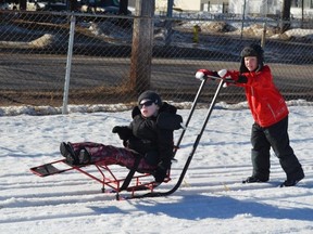 Ski equipment for disabled children was stolen from a cargo trailer in north Edmonton Tuesday. (Supplied)