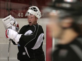 Martin Brodeur, practising with the junior Hull Olympiques last month while awaiting an NHL offer, could wind up in the St. Louis Blues nets. (TONY CALDWELL, QMI Agency)