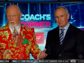 Don Cherry and Ron MacLean on Hockey Night in Canada Saturday, Nov. 29, 2014. (YouTube screengrab)