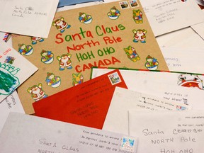 A few letters collected by Canada Post for Santa.  (MORRIS LAMONT/QMI AGENCY FILE PHOTO