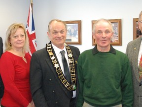 The 2014-2018 Norwich Township council was sworn in to office during the inaugural meeting Monday, Dec. 1. There was no business on the agenda, but each gave opening remarks, including, from left, Ward 1 Councillor John Scholten, Ward 2 Councillor Lynne DePlancke, Mayor Larry Martin, Ward 3 Councillor Jim Palmer and Ward 4 Councillor Wayne Buchanan. The first regular meeting of the new council will be Tuesday, Dec. 9.