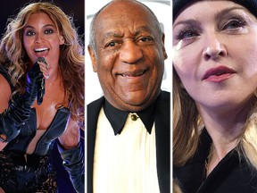 (L-R) Beyonce, Bill Cosby and Madonna. (Reuters/WENN.COM file photos)