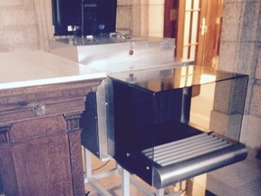 A new bag scanner was installed at the Manitoba legislature this week, the first time such a bag has been placed in the building. (TOM BRODBECK/WINNIPEG SUN PHOTO)