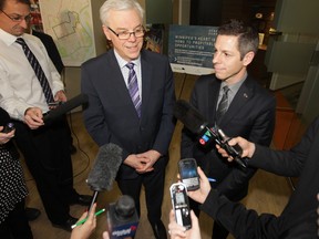 Manitoba Premier Greg Selinger (left) and Winnipeg Mayor Brian Bowman. (Chris Procaylo/Winnipeg Sun)