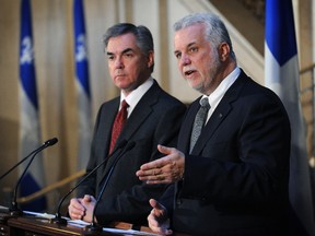 Alberta Premier Jim Prentice met his Quebec counterpart Philippe Couillard in Quebec Tuesday. (SIMON CLARK/QMI Agency)