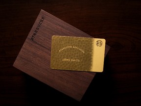 Starbucks in offering customers a chance to win Starbucks for Life, and those lucky enough to win will receive an uber exclusive Ultimate Starbucks Card that is actually made of 10K hammered gold. (Photo courtesy of Starbucks)