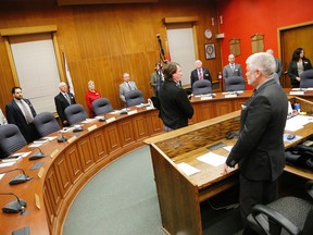 The new Prince Edward County council is piped into council chambers at Shire Hall, Tuesday, Dec. 2, 2014. 
Emily Mountney-Lessard/Belleville Intelligencer/QMI Agency