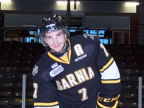 Sarnia Sting defenceman Anthony DeAngelo found out earlier this week he was named to USA Hockey's preliminary roster for the upcoming World Junior Championship, then on Tuesday it was announced he signed a three-year entry-level contract with the Tampa Bay Lightning. 
TERRY BRIDGE/THE OBSERVER