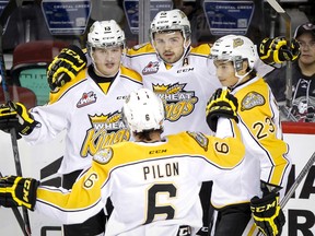 Tim McGauley (23) and the Wheat Kings have had plenty to celebrate so far this season.