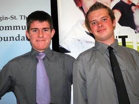 Liam Woodhouse, left, and Shawn Fehr each received a Youth Citizenship Award on Tuesday, the highest honour given at the city's second annual Youth Volunteer and Citizenship Awards ceremony at the Talbot Teen Centre.

Ben Forrest/Times-Journal