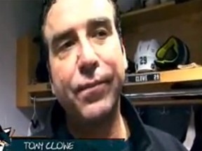 Devils forward Ryane Clowe's father Anthony Clowe, seen here in a 2008 interview, is charged with money laundering and possessing property obtained by crime, according to a report. (CSNBayArea/YouTube)
