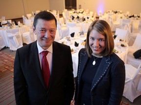 Queen's University business professors Ken Wong and Lynnette Purda spoke at Thursday afternoon's annual business forecast luncheon.
(Elliot Ferguson/The Whig-Standard)