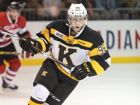 Kingston Frontenacs leading scorer Spencer Watson is out for an extended period with a broken right ankle. (Elliot Ferguson/The Whig-Standard)