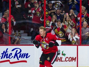 Daniel Alfredsson skates with the Ottawa Senators one last time in Ottawa on Thursday, Dec. 4, 2014. Errol McGihon/Ottawa Sun/QMI Agency