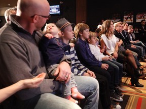 Daniel Alfredsson's family watches Daniel's retirement press conference at Canadian Tire Centre in Ottawa Thursday Dec 4,  2014.  Tony Caldwell/Ottawa Sun/QMI Agency