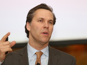 JOHN LAPPA/THE SUDBURY STAR/QMI AGENCYDerek Burleton, vice-president and deputy chief economist at TD Bank Group, speaks to an audience at the Greater Sudbury Chamber of Commerce Outlook 2015 luncheon in Sudbury, ON. on Thursday, Dec. 4, 2014.