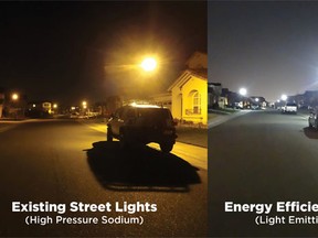 Crews from Montreal-based RealTerm Energy began the process of replacing 2,787 high pressure sodium street light bulbs with LED technology Wednesday, Dec. 3, 2014 in Trenton, Ont. - PHOTO ILLUSTRATION
