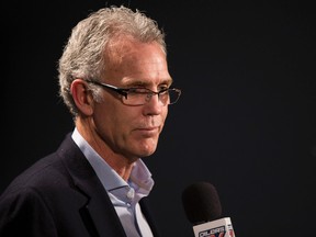 Edmonton Oilers general manager Craig MacTavish speaks to media in a press conference at Rexall Place in Edmonton, Alta., on Friday, Dec. 5, 2014. MacTavish addressed the performance of the team over the past 26 games, including an 11 game losing streak. Ian Kucerak/Edmonton Sun/ QMI Agency