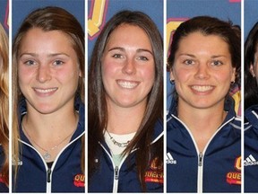 Queen's Golden Gaels, from left, Mary Coughlin, Danielle Girard, Shawna Griffin, Fiona Lester and Taryn Pilon have been named to the OUA women's all-star team that will play the Canadian under-18 women's team. (Queen's Athletics)