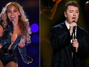 Beyonce, left, and Sam Smith. (Reuters file photos)