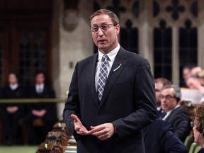 Canada's Justice Minister Peter MacKay speaks during Question Period in the House of Commons on Parliament Hill in Ottawa November 24, 2014. REUTERS/Chris Wattie