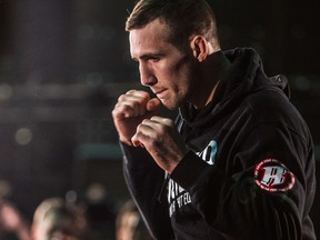 Fighter Rory MacDonald shadow boxes during an open workout at UFC 174 media day event in Burnaby, B.C. on Thursday June 12, 2014. (Carmine Marinelli /QMI Agency)
