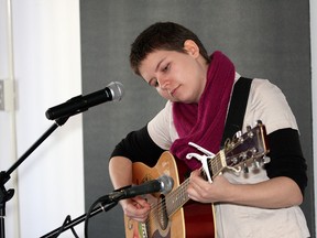 JOHN LAPPA/THE SUDBURY STAR/QMI AGENCYJulie Robin performs a number at the launch of a music project by participants at the Sudbury Action Centre for Youth at the Open Studio in downtown Sudbury, ON. on Saturday, Dec. 6, 2014.