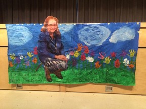 A poster showing Yvonne Koncovy was created and given to the retiring teacher after 52 years of serving the Alvinston community. Koncovy started teaching at the elementary school in 1962. She retired in November.
SUBMITTED PHOTO.