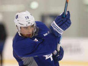 Joffrey Lupul at Leafs practice in Etobicoke on Monday, Dec. 8, 2014. (JACK BOLAND/Toronto Sun)