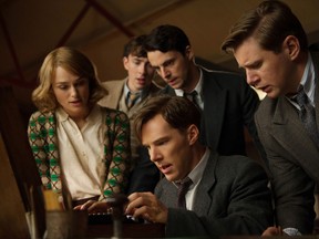 Keira Knightley with the predominantly male cast of "The Imitation Game."