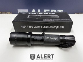 Alberta Law Enforcement Response Team seize 24 flashlight/stun guns. Supplied by ALERT