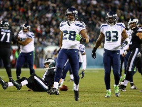 Marcus Burley of the Seattle Seahawks reacts against the Philadelphia Eagles at Lincoln Financial Field on December 7, 2014. (Al Bello/Getty Images/AFP)