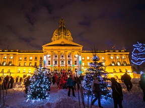 Christmas lights are seen during the Alberta Legislature's Christmas light up event in Edmonton, Alta., on Thursday, Dec. 4, 2014. Codie McLachlan/Edmonton Sun/QMI Agency
