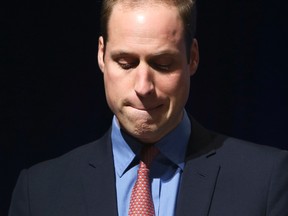 Prince William, Duke of Cambridge, pauses during remarks to the International Corruption Hunters Alliance conference at World Bank headquarters in Washington, D.C.,  Dec. 8, 2014. (JONATHAN ERNST/Reuters)