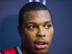 Kyle Lowry during a Toronto Raptors practice at the Air Canada Centre in Toronto, Ont. on Oct. 31, 2014. (ERNEST DOROSZUK/Toronto Sun)