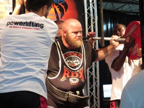 Sarnia's Chris Isaac executes a squat at the world powerlifting championships. It was the first time the 37-year-old has competed at the worlds since taking up the sport in 2012. (SUBMITTED PHOTO)