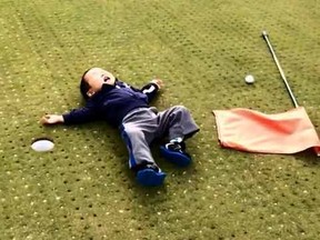 YouTube star Little Peter misses an easy putt.