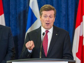 Toronto Mayor John Tory makes an announcement at City Hall in Toronto on Tuesday December 9, 2014. (Ernest Doroszuk/Toronto Sun)