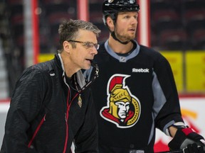 Ottawa Senators new head coach Dave Cameron  during team practice at the Canadian Tire Centre in Ottawa on Tuesday December 9, 2014. Errol McGihon/Ottawa Sun/QMI Agency