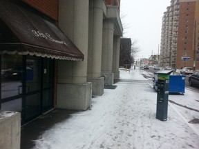 This sidewalk outside 380 Somerset St. West was the scene of a vicious, apparently random, hammer attack on Tuesday evening. The victim was beaten about the head and face, and remains in hospital. (DOUG HEMPSTEAD Ottawa Sun)