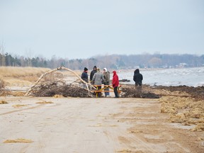 A cottager along Ipperwash beach devised and built his own barricade over the weekend after longstanding barriers barring traffic from a sandy section of Lake Huron’s shore were torn down Friday by members of Kettle and Stoney Point First Nation. (SUBMITTED PHOTO)