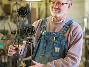 Blacksmith James Wallace works in his workshop near Goderich. (CRAIG GLOVER/The London Free Press)